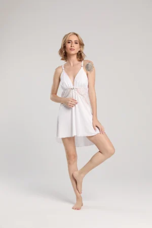 Camisola Microfibra Acetinada & Renda Lux